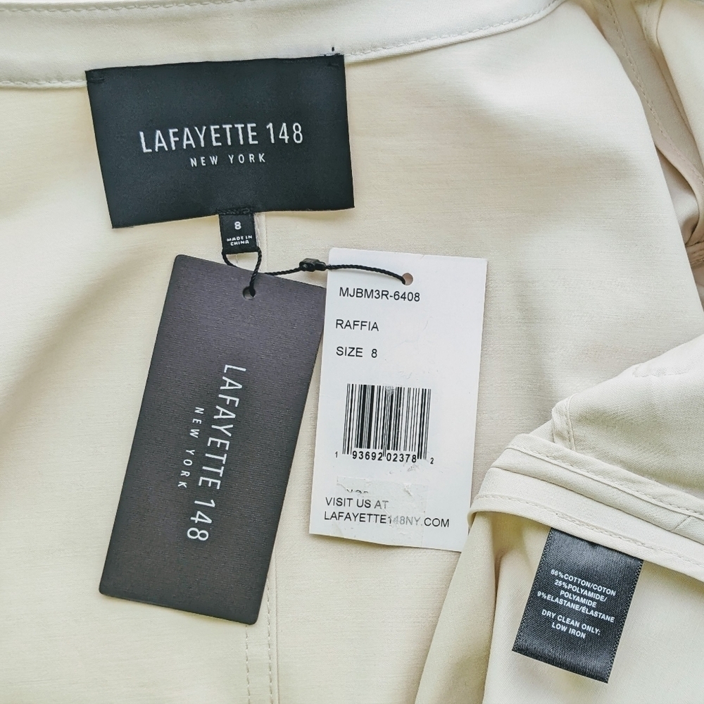 Lafayette 148 NY Jacket Mandarin Collar Zip Front Zip Cuffs Pockets Raffia 8 NWT - Picture 16 of 16
